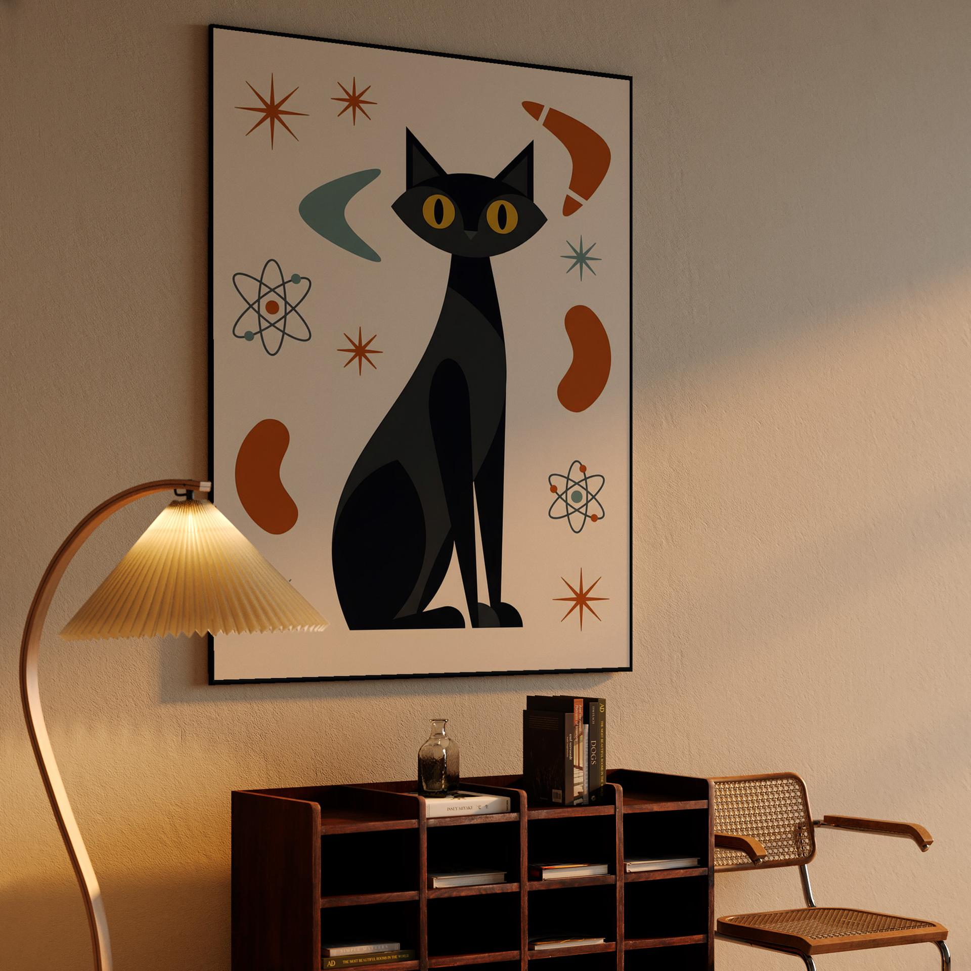 Atomic Black Cat: Mid-Century Modern Atomic Age Art
