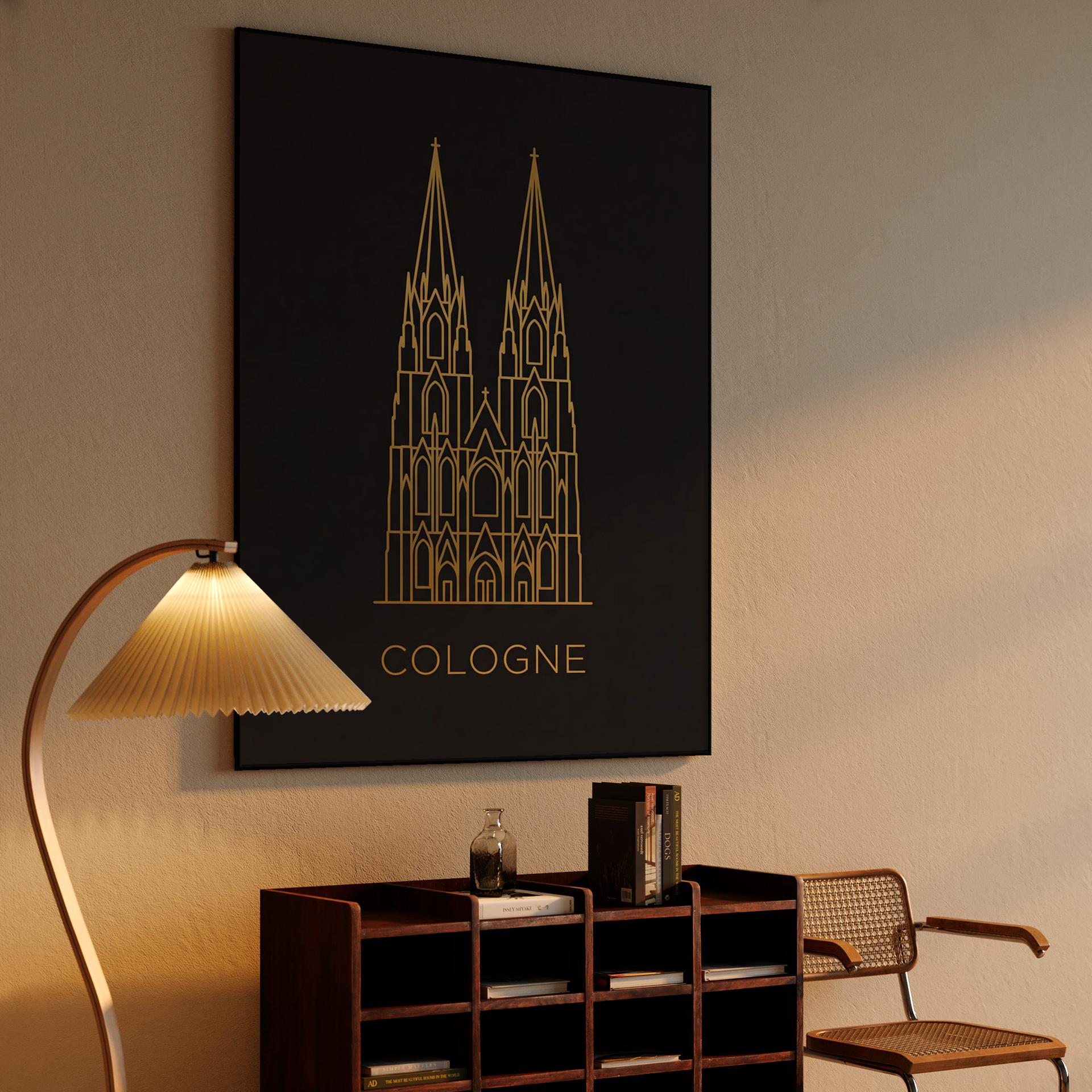 Cologne Cathedral Golden Line Art