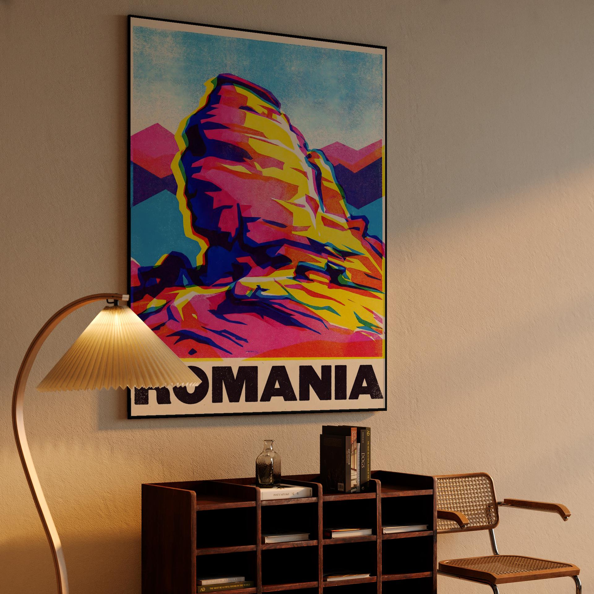 Pop Art Bucegi Sphinx: Romania Travel Poster