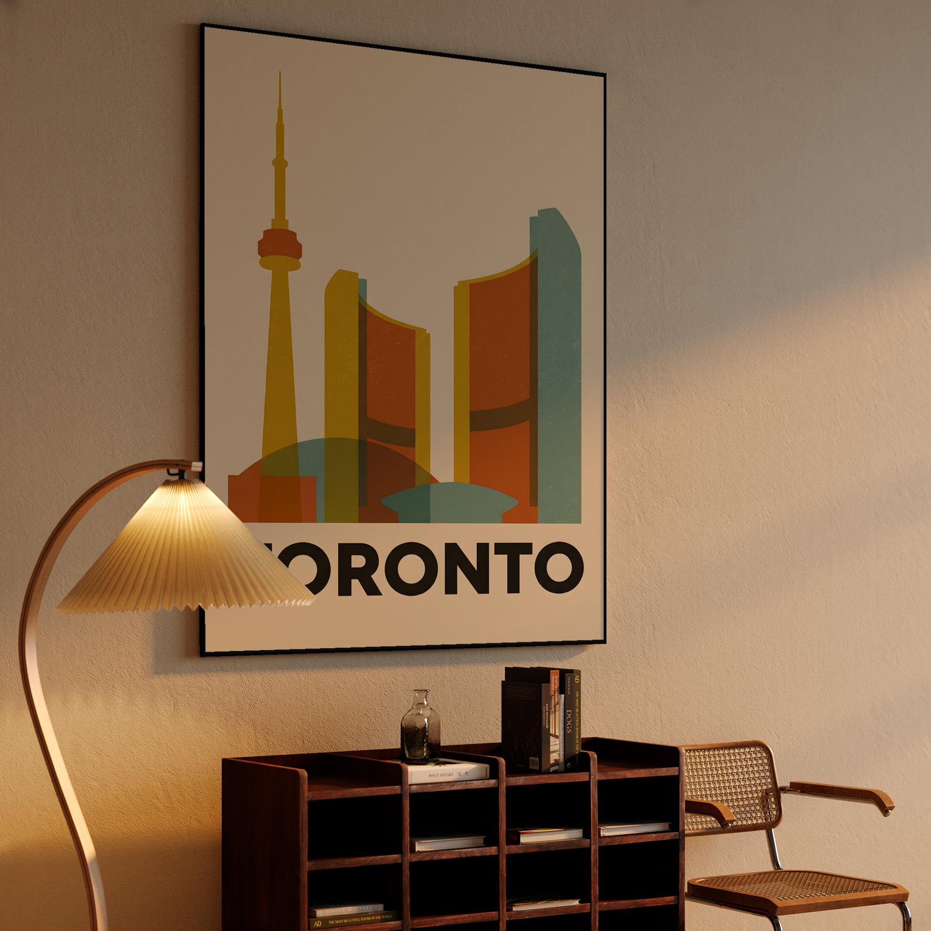 Minimalist Toronto Skyline Retro Poster
