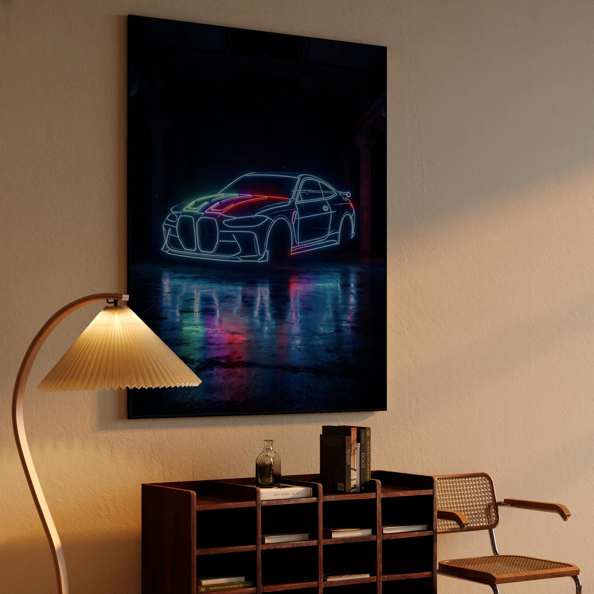 BMW M4 Neon Wireframe