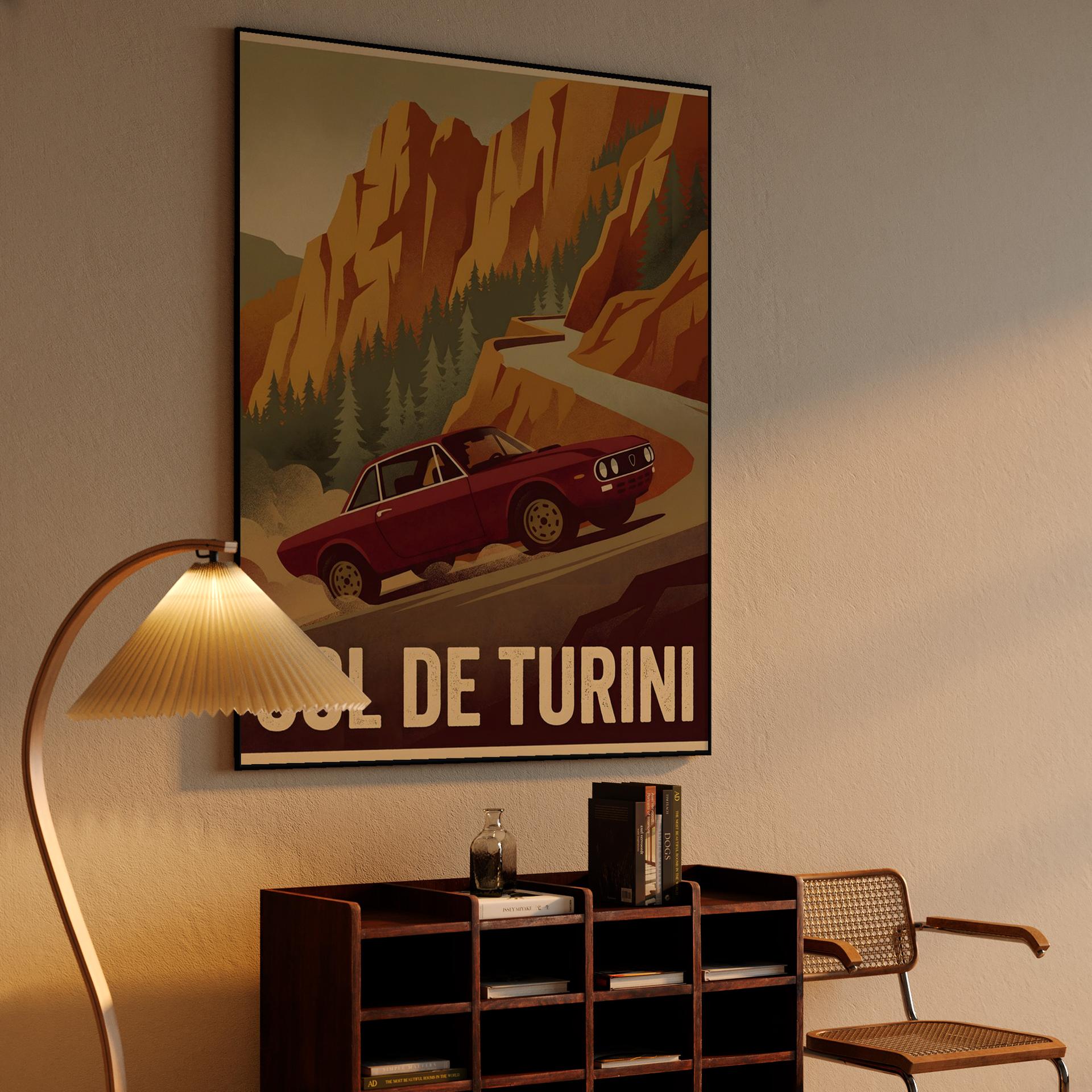 Lancia Fulvia HF at Col de Turini Rally Poster