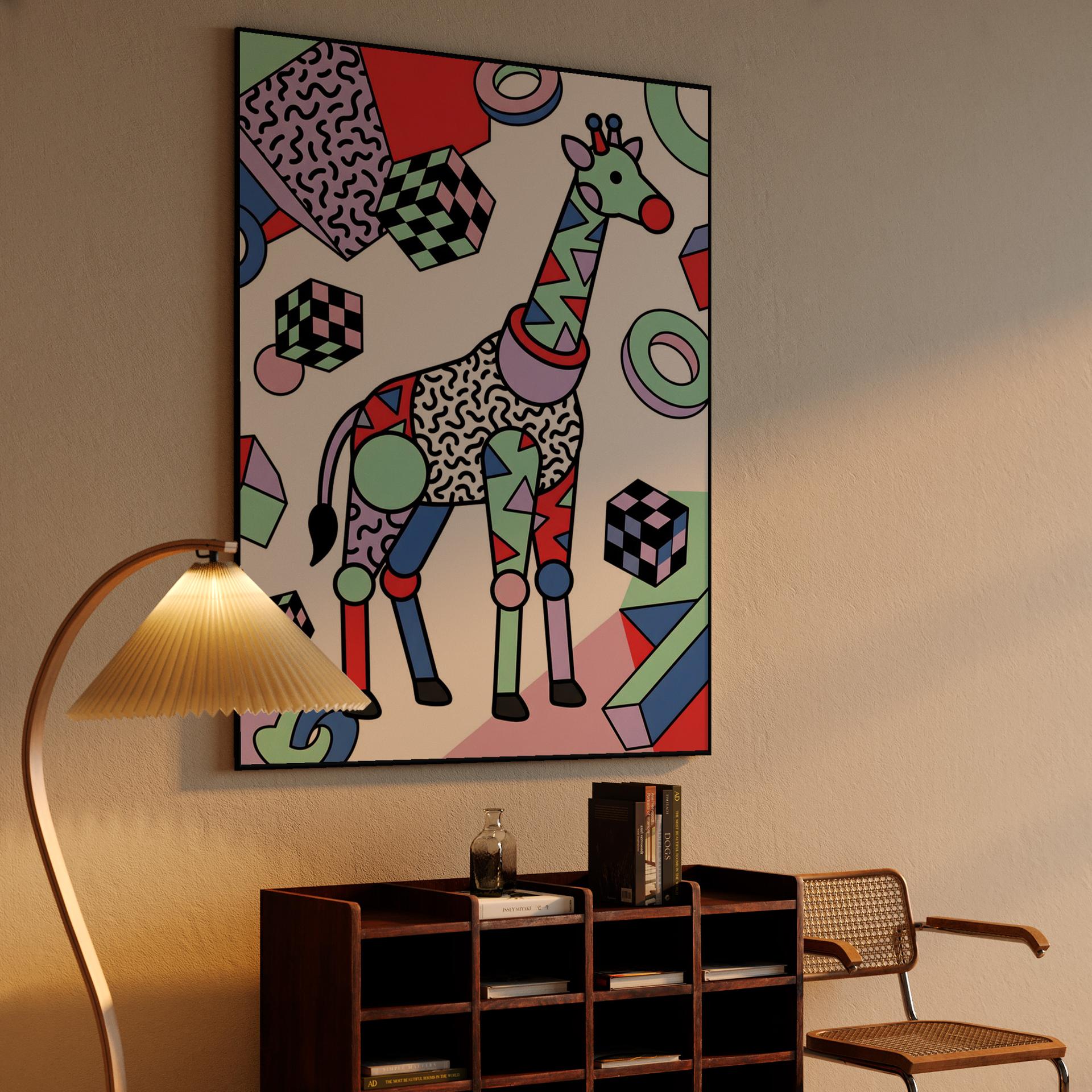 Geometric Safari: The Memphis Design Giraffe
