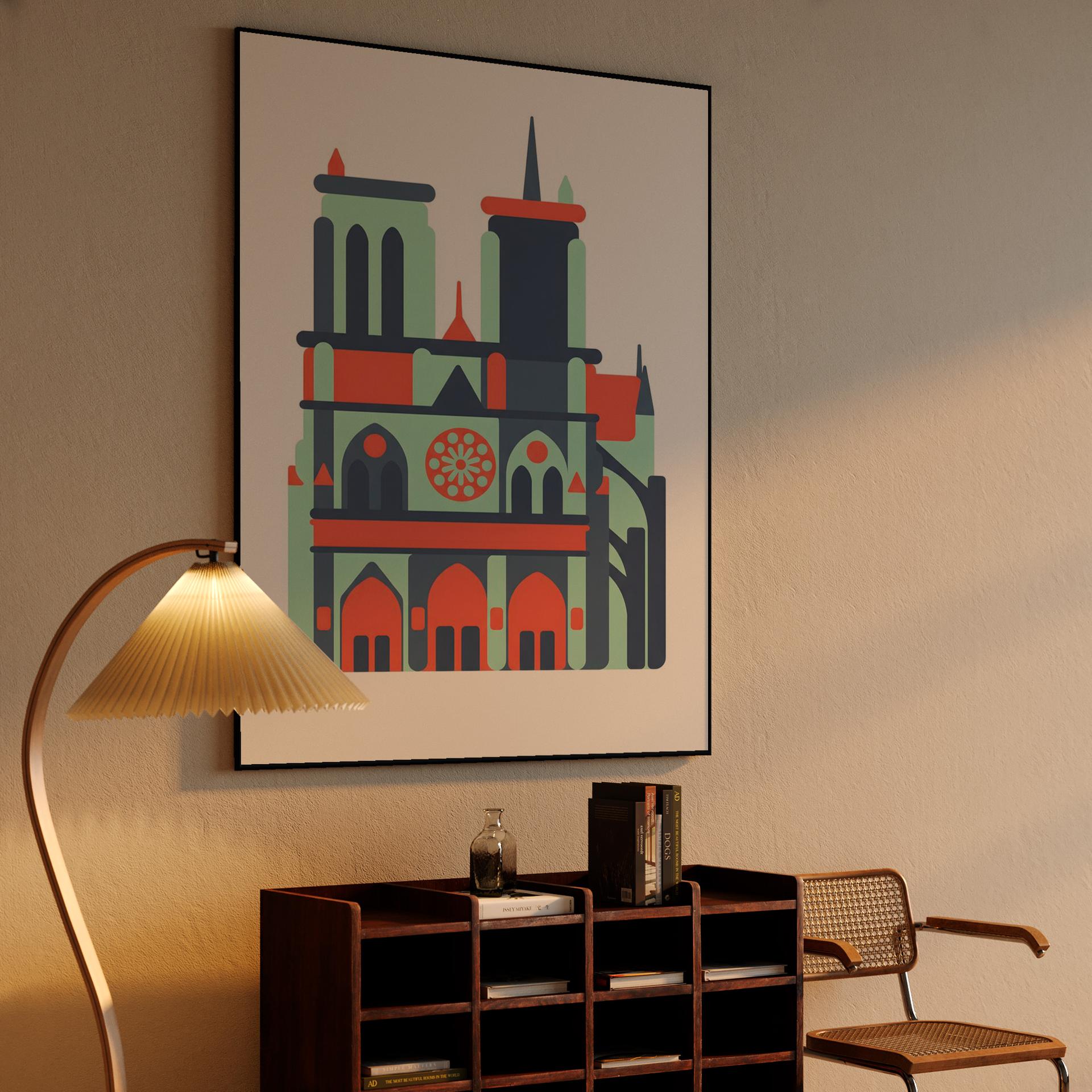 Notre-Dame Paris Flat Art Illustration