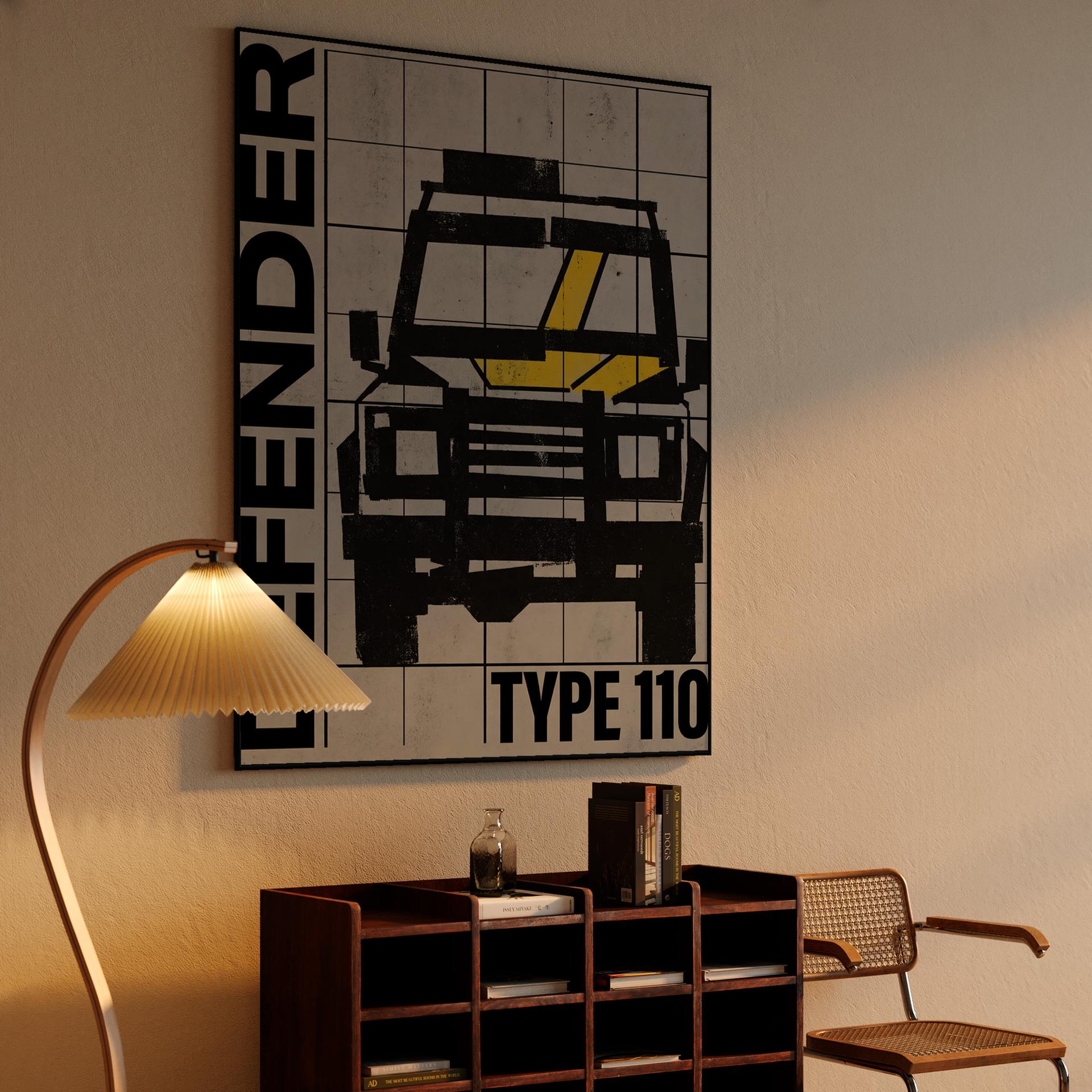 Defender 110 Industrial Stencil Poster
