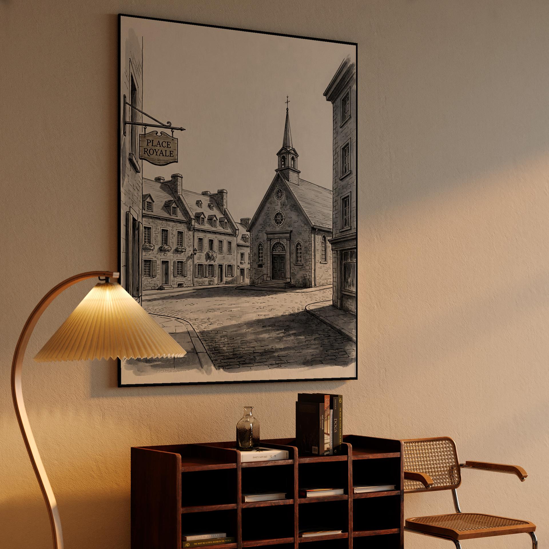 Historic Place Royale Ink Drawing