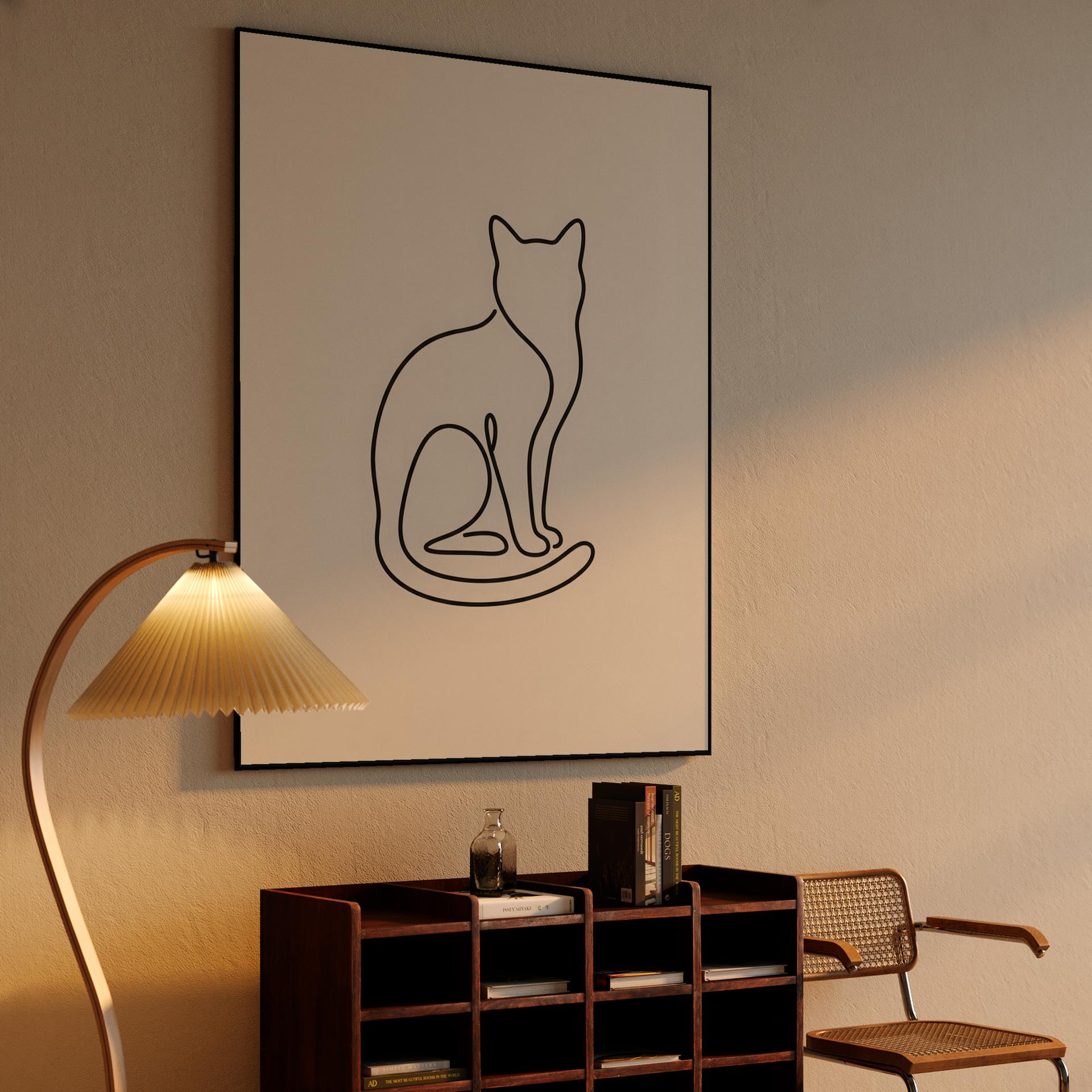 Minimalist Feline Continuous Line Art