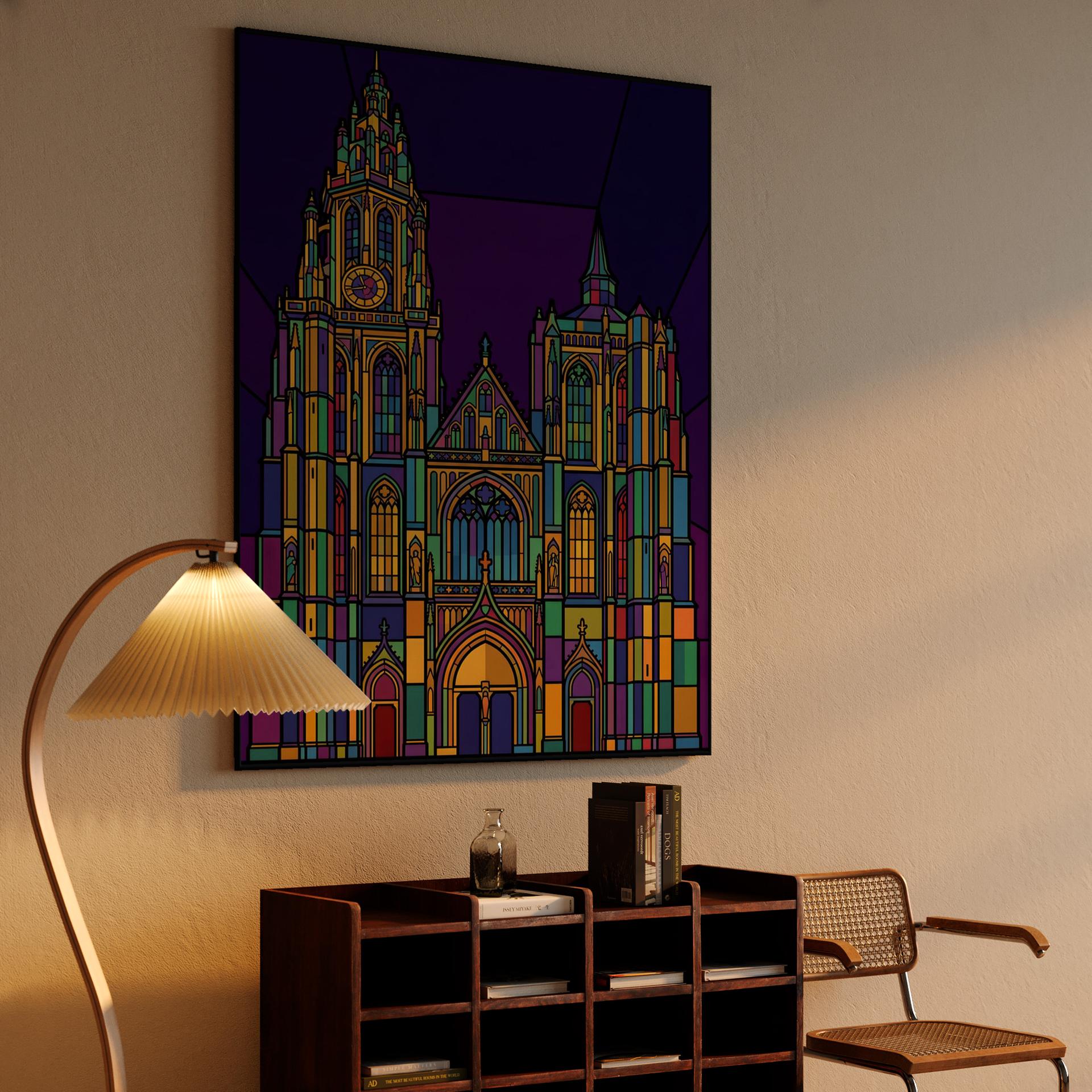 Antwerp Cathedral Stained Glass Illustration