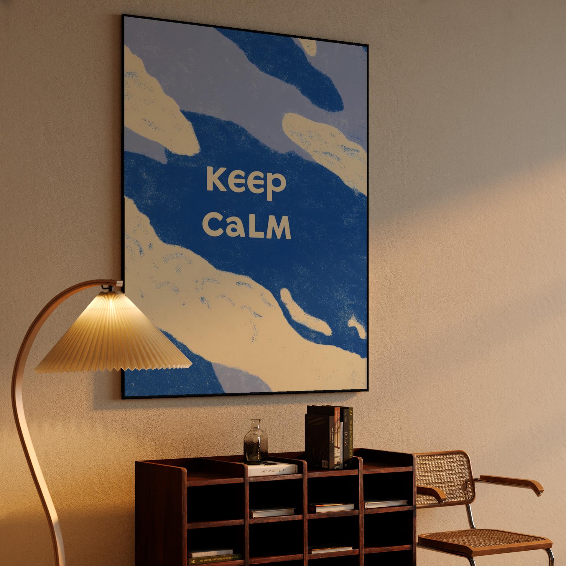 Keep Calm Textured Blue