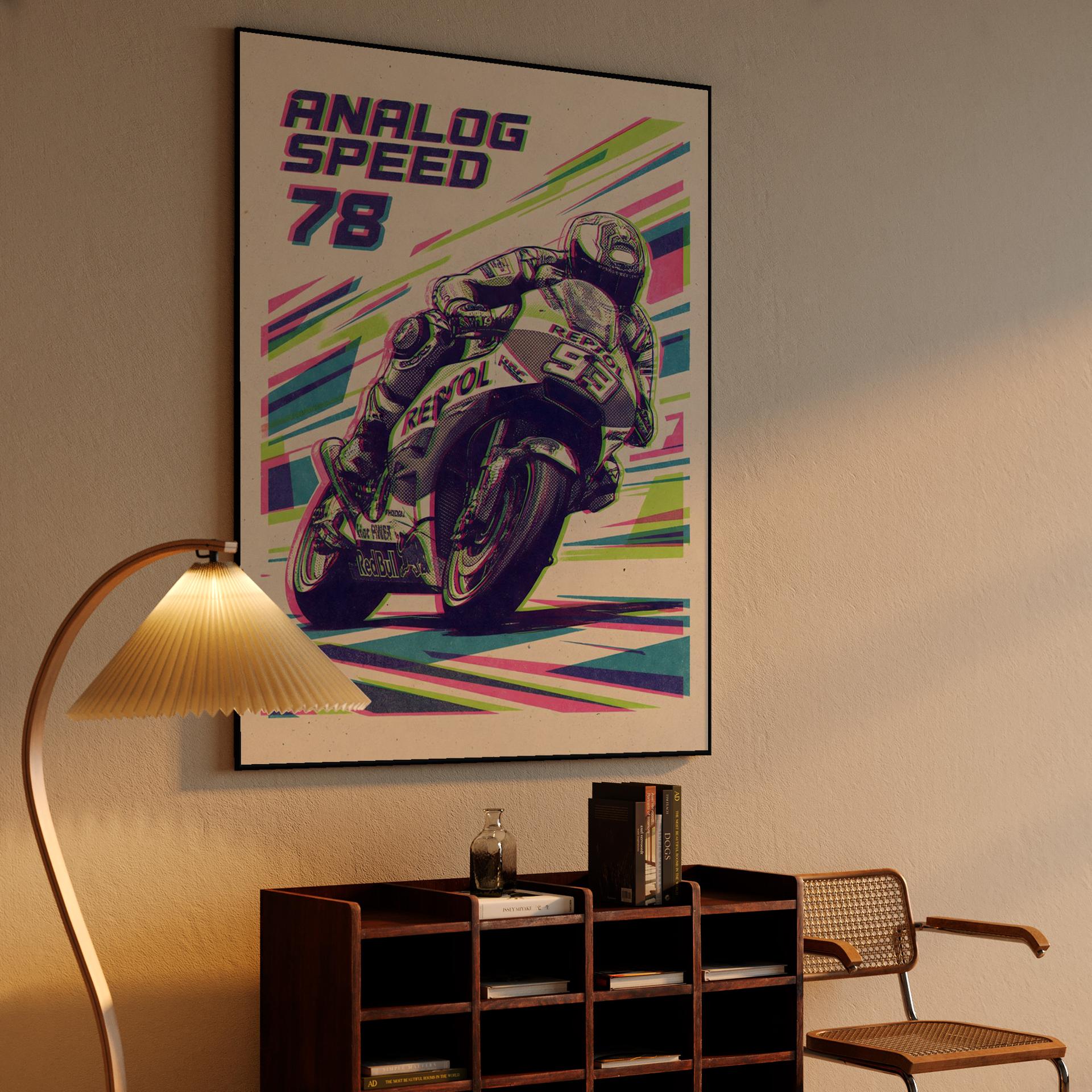 Analog Speed: Marc Márquez Modern Retro Racing Poster