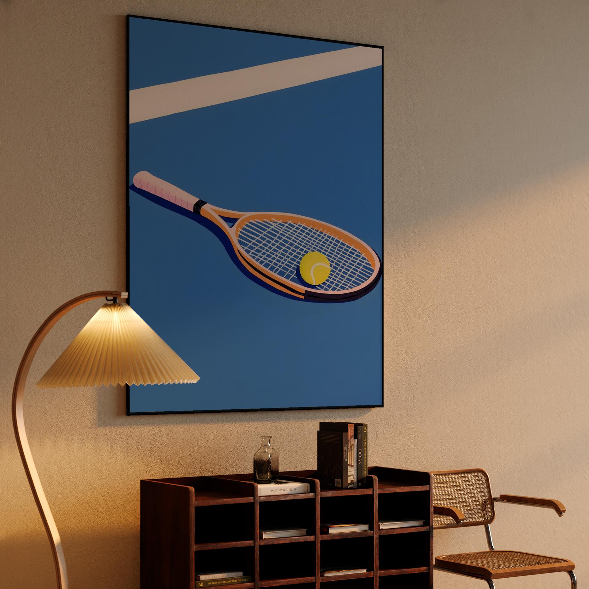 Blue Court Tennis Racket