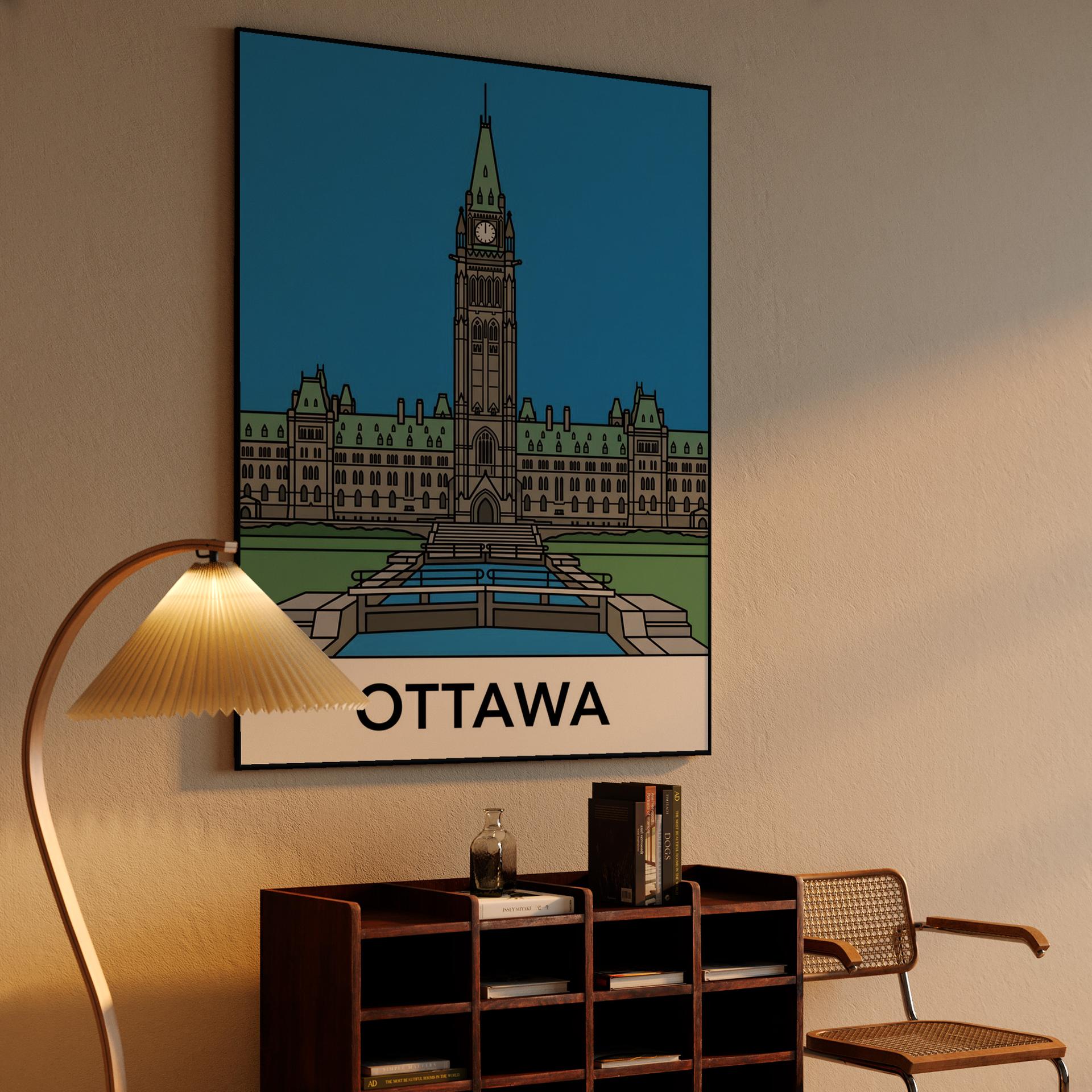 Ottawa Parliament Hill Minimalist Illustration