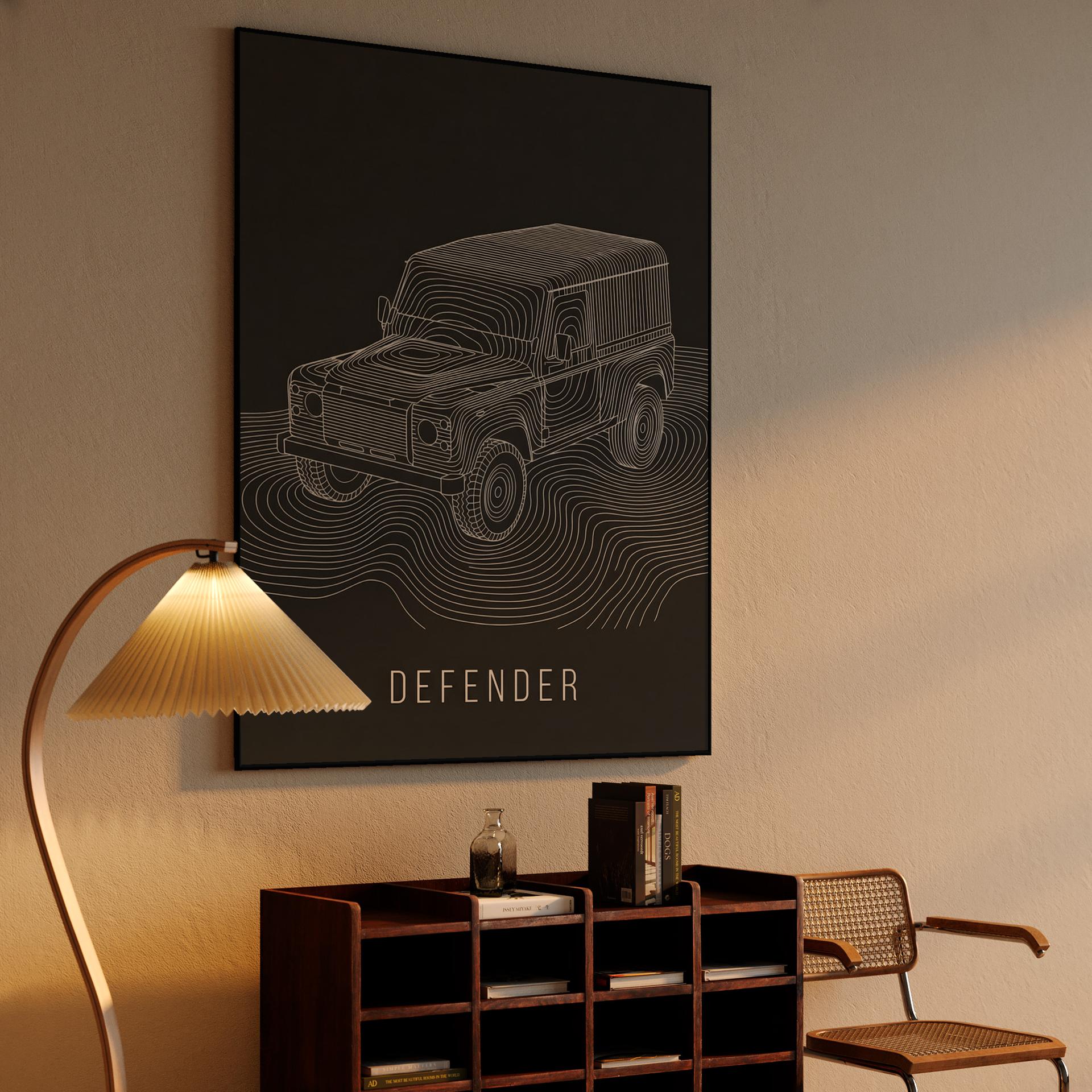 Defender Topographic Line Art