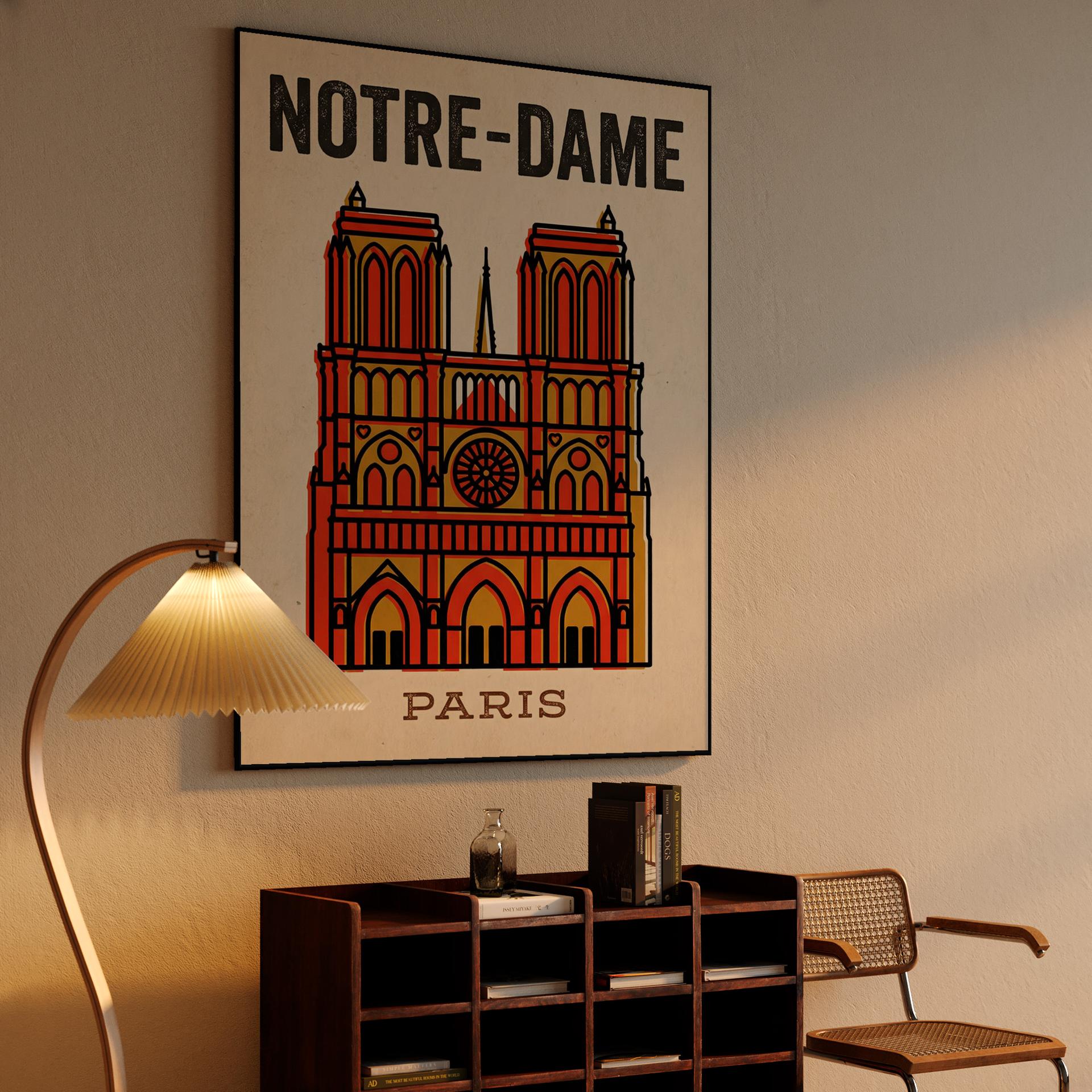 Notre-Dame Paris Retro Graphic Poster