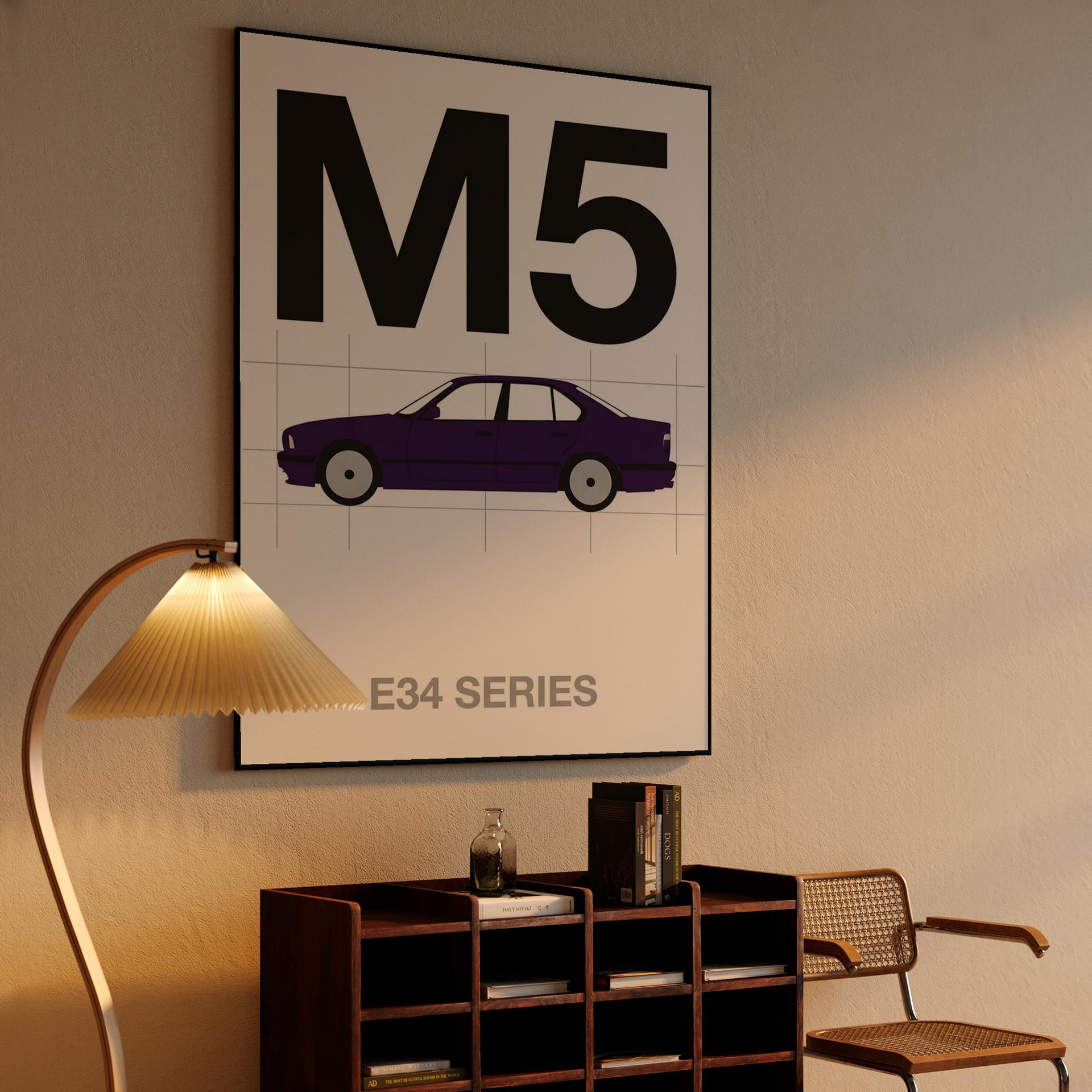 BMW E34 M5 Minimalist Purple Profile