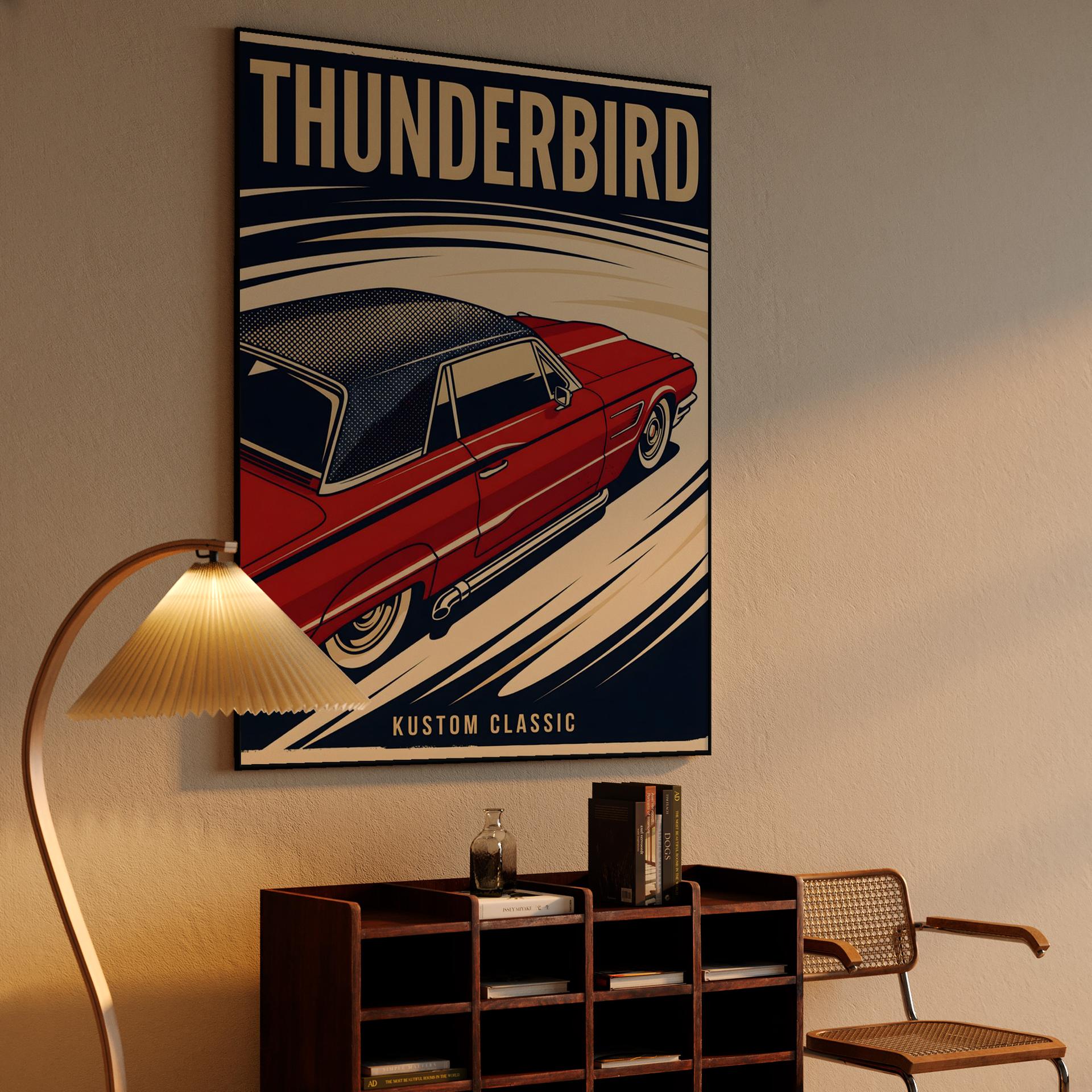 Red Thunderbird Kustom Classic Poster