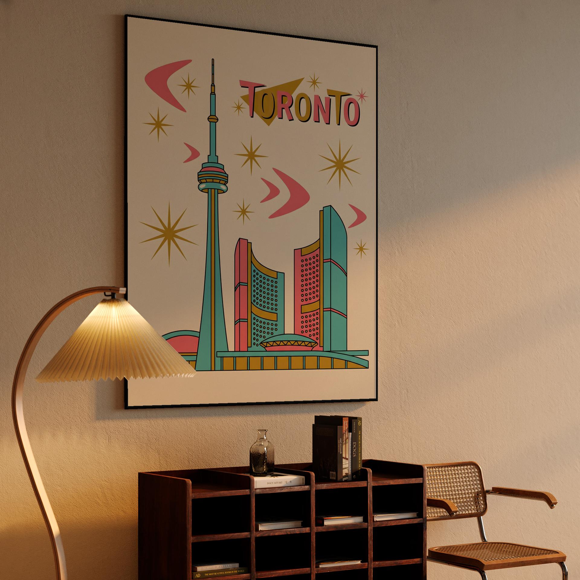 Toronto Retro Atomic Skyline Poster