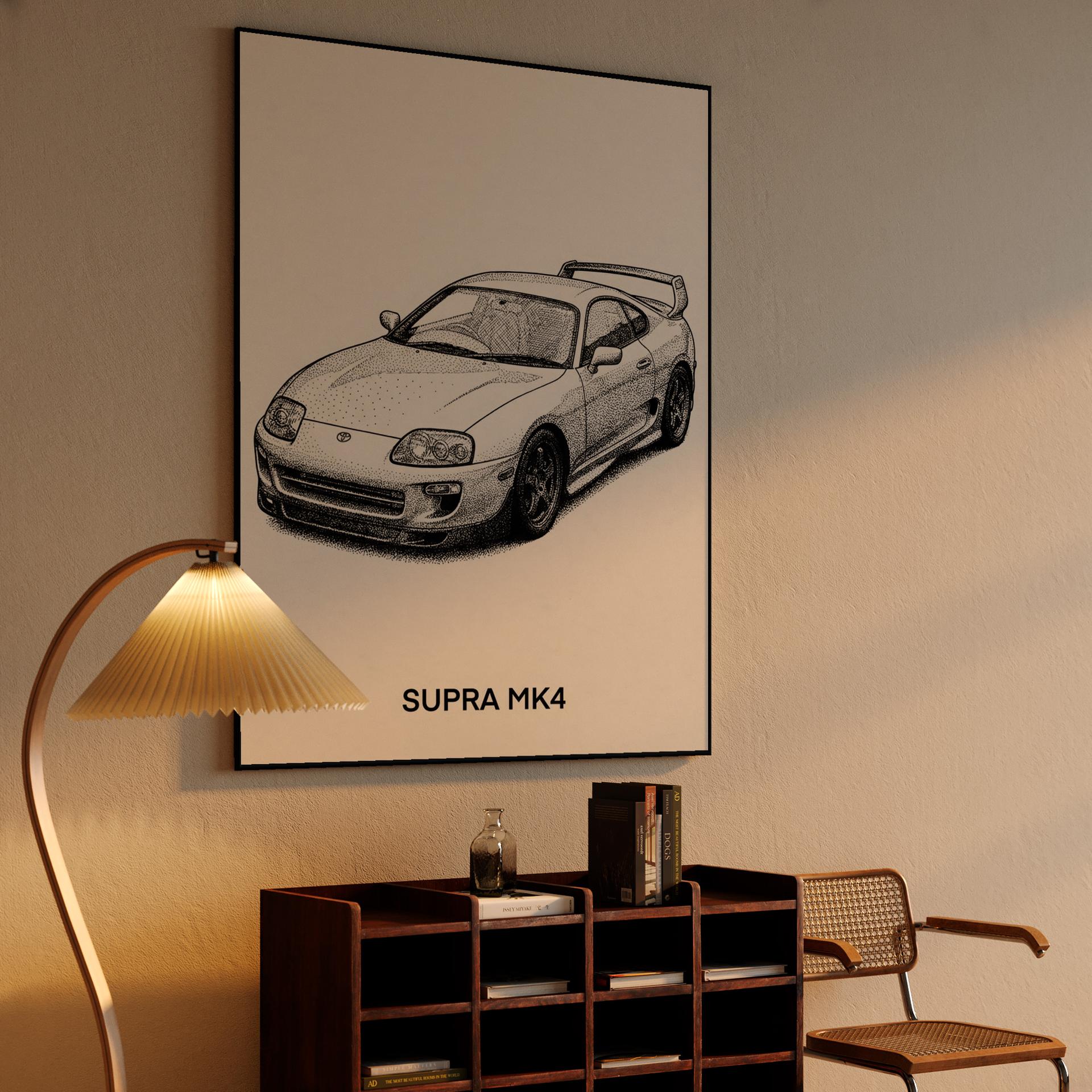 Toyota Supra MK4 Stippling Illustration