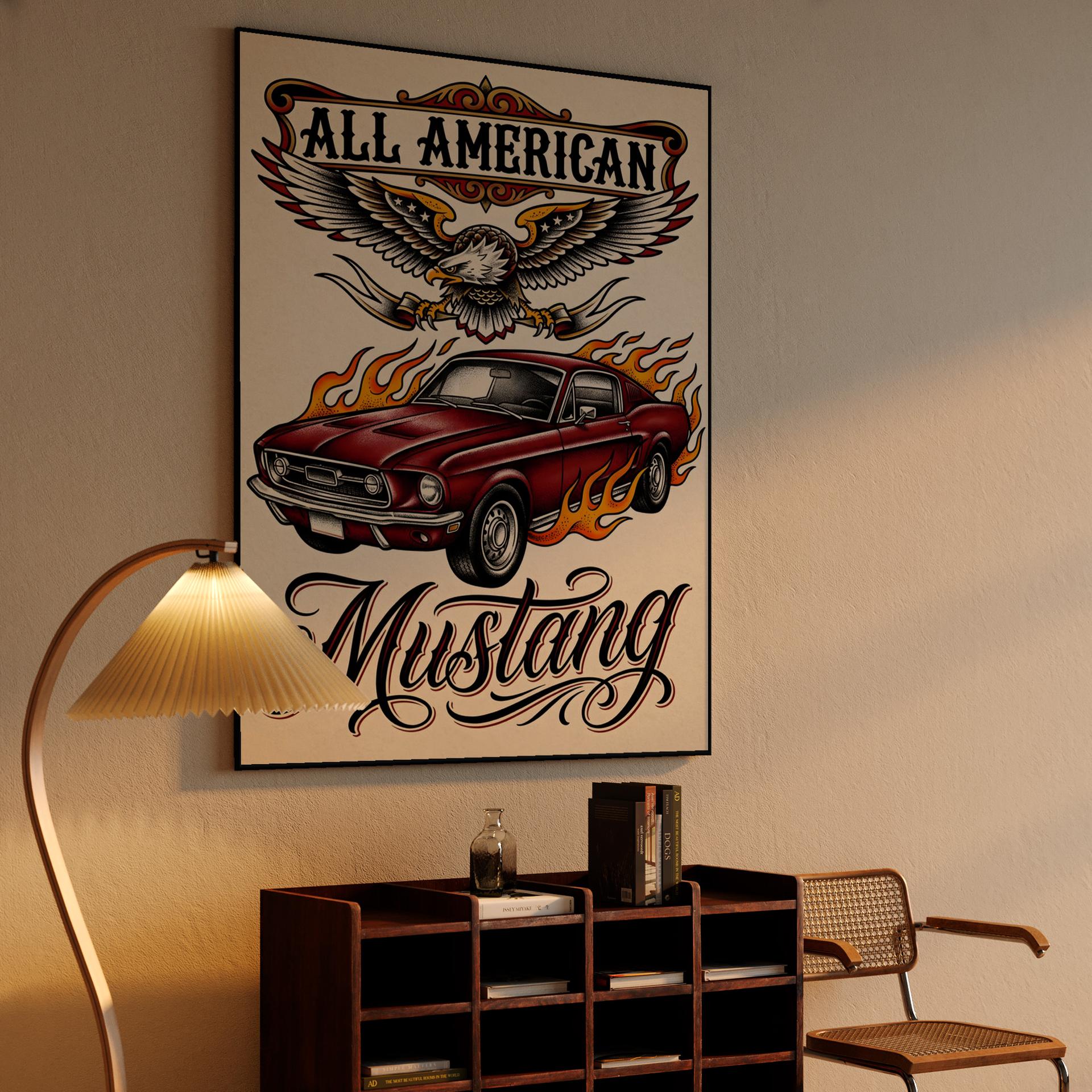 All American Mustang Traditional Tattoo Art