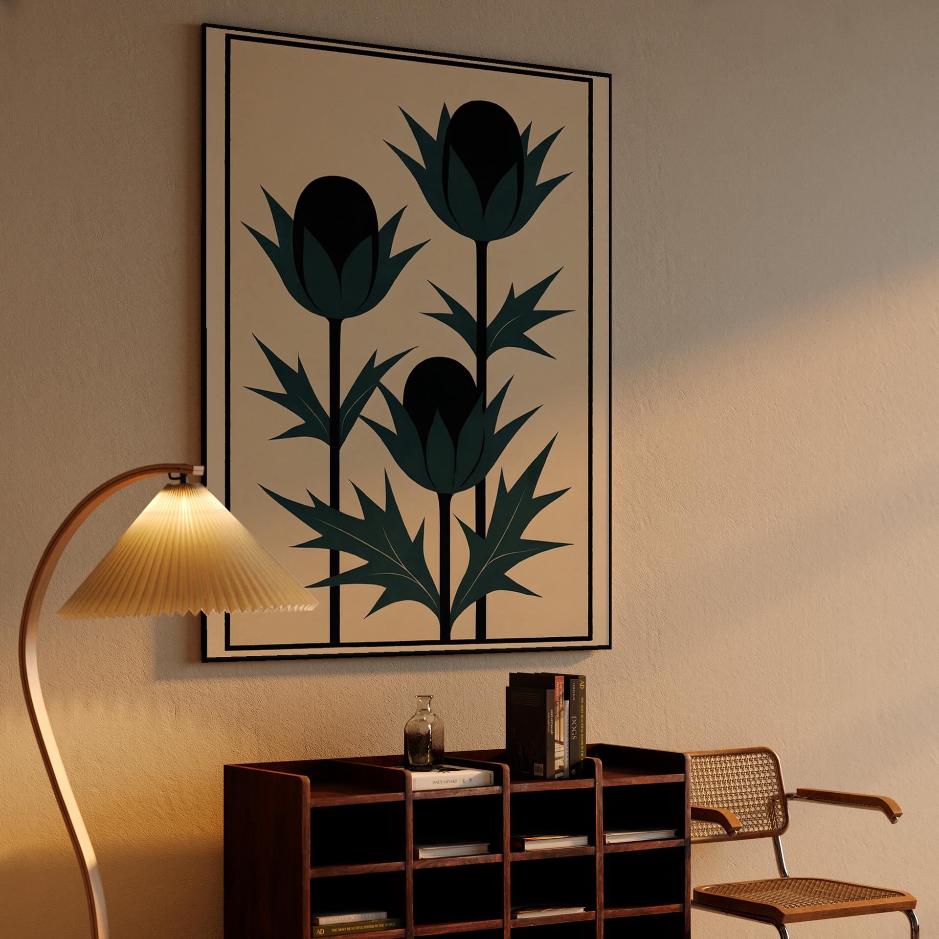 Stylized Teal Thistles