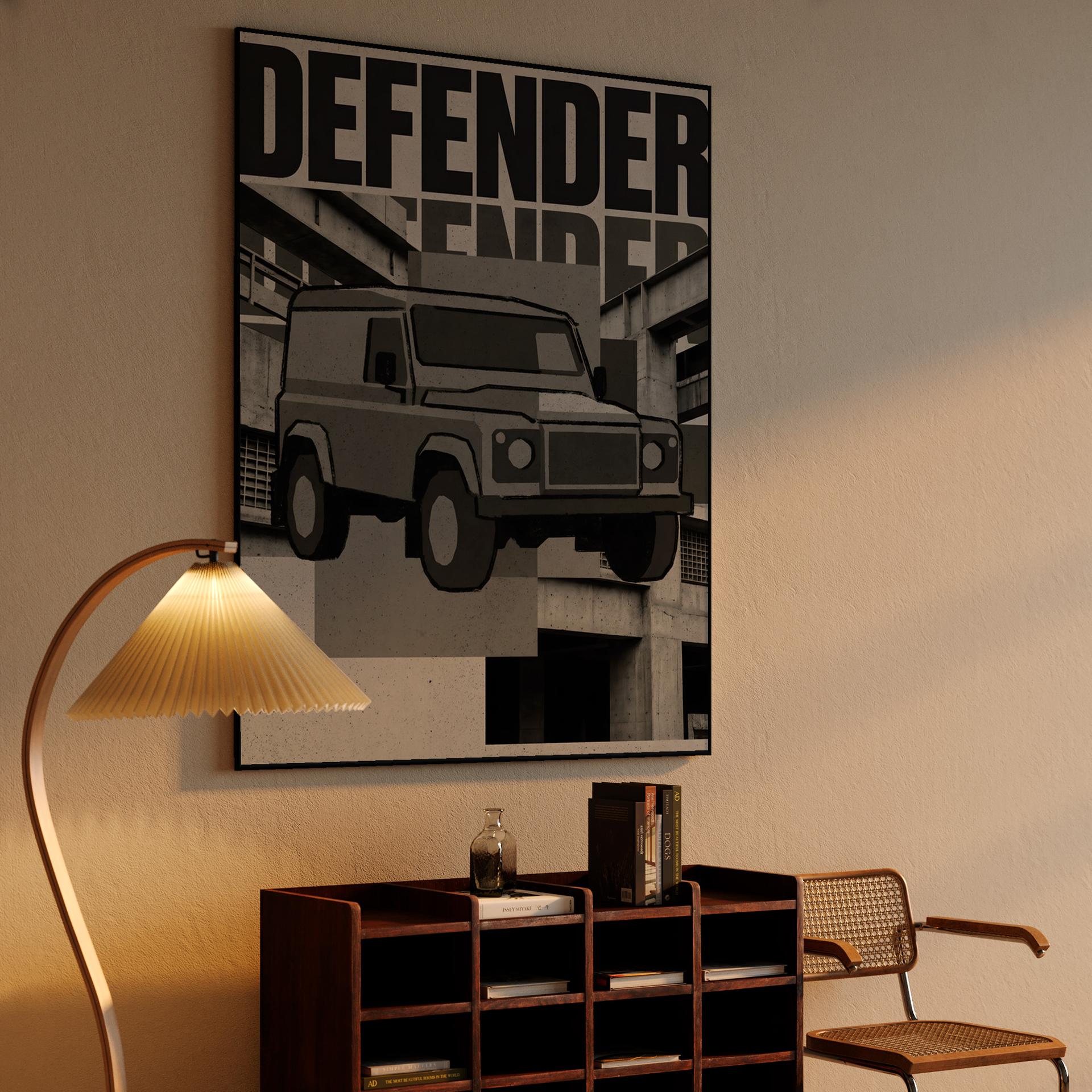 Defender 90 Brutalist Industrial Collage