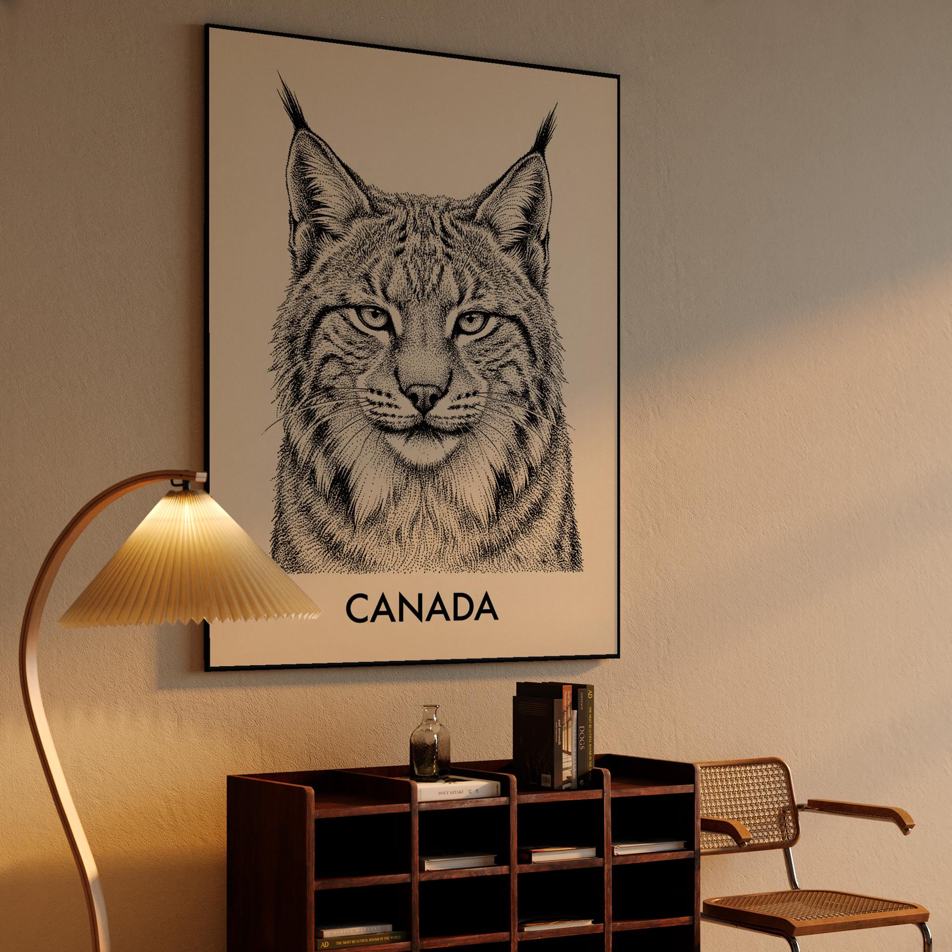 Canadian Lynx Stippling Illustration
