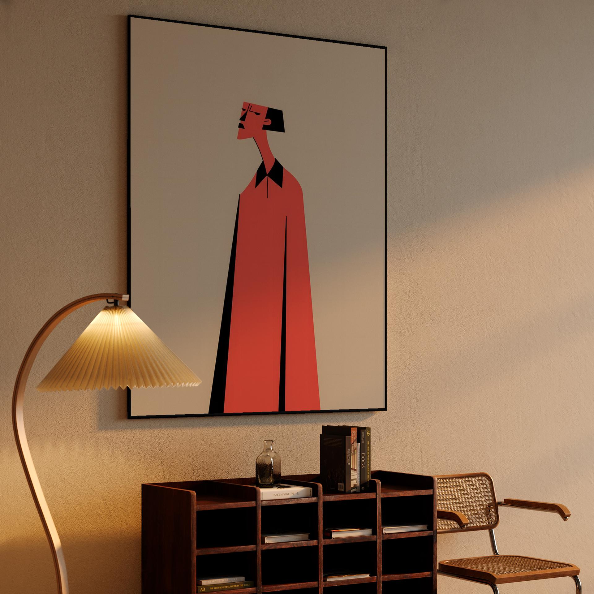 Angular Figure in Red Coat