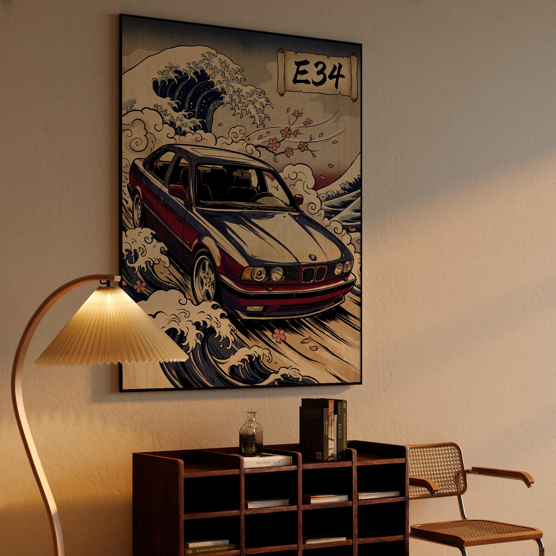 The Great Wave of E34: Japanese Art BMW Tribute