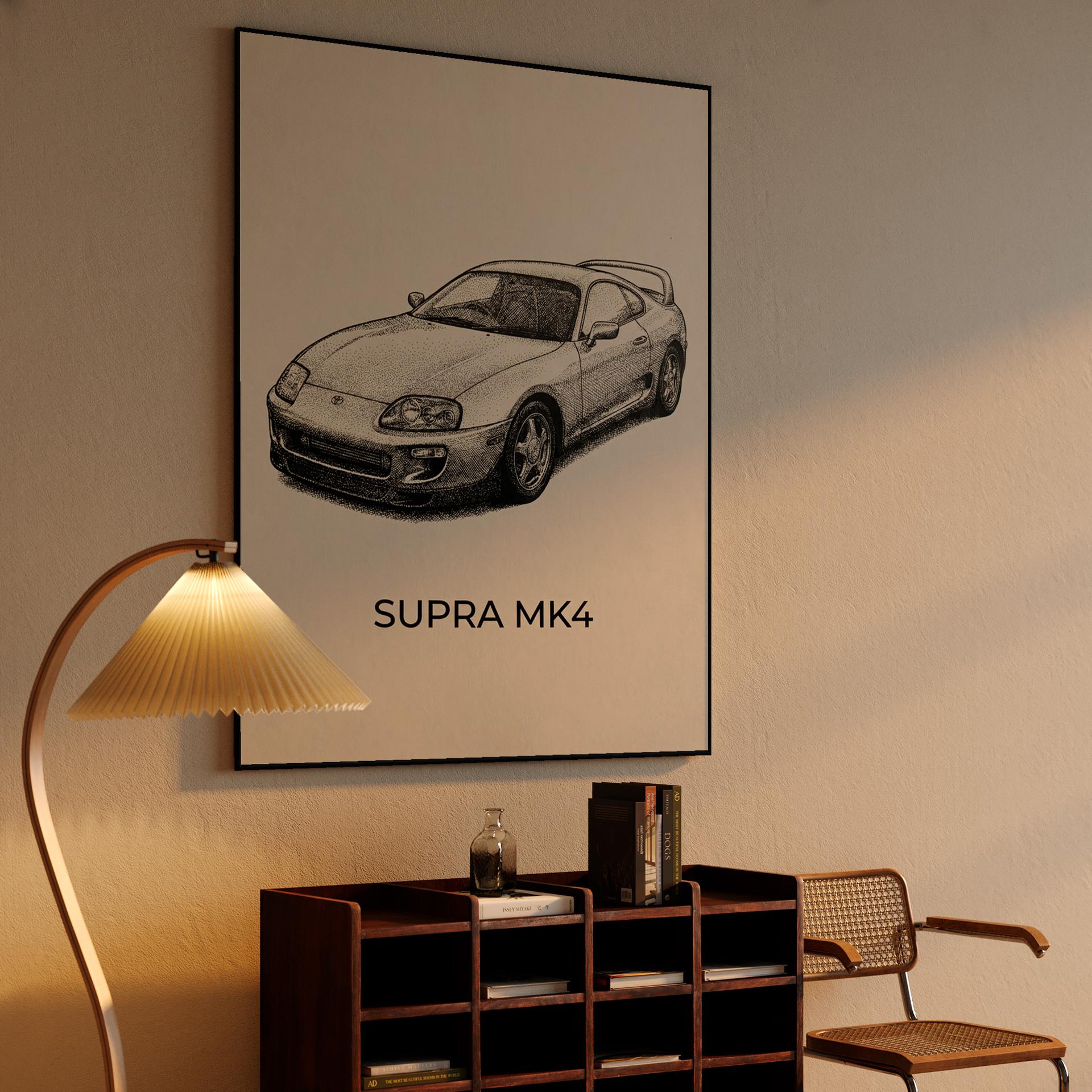 Toyota Supra MK4 Stippling Illustration