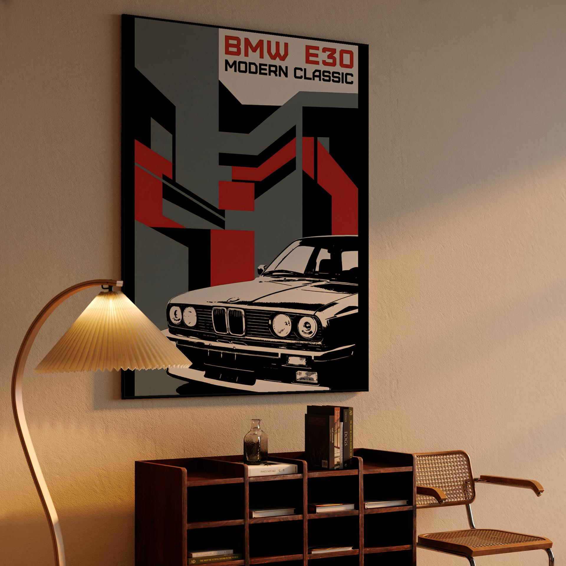 BMW E30 Modern Classic Geometric Poster