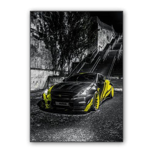 Nissan GT-R (black &amp; yellow) wall art poster