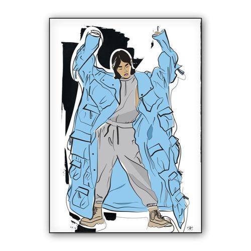 Girl in Blue wall art poster