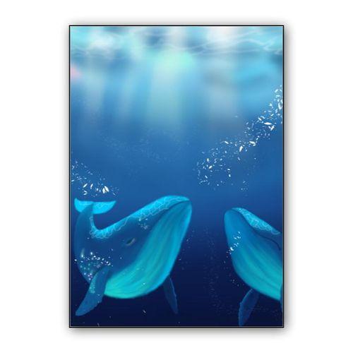 Among whales wall art poster