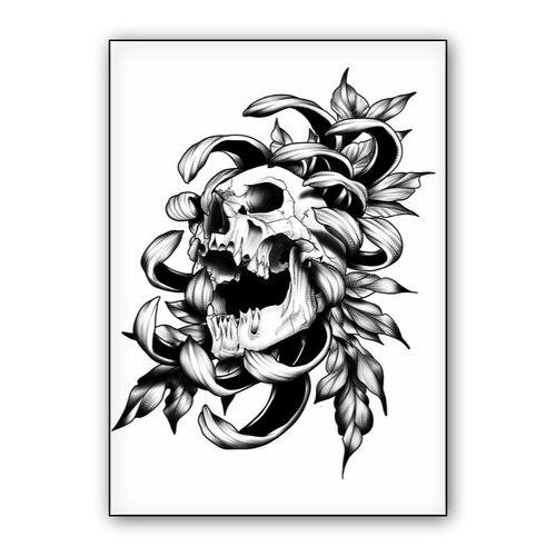 skull crysanthinum wall art poster