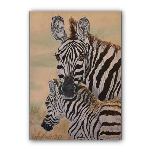 Mother and child zebras wall art poster