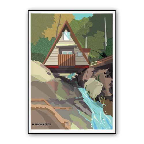 My childhood cabin in the woods wall art poster