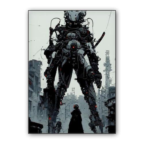 Mech in the city wall art poster