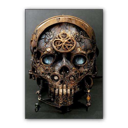 Steampunk skull wall art poster