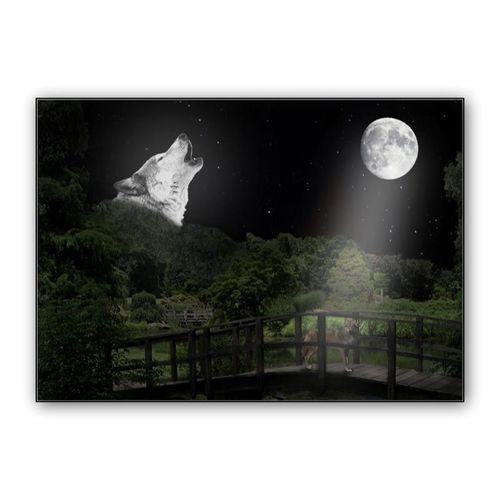 Wolf by the lake wall art poster