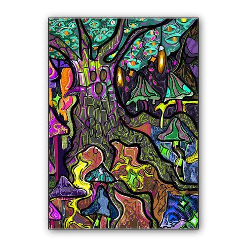 psychedelic forest wall art poster