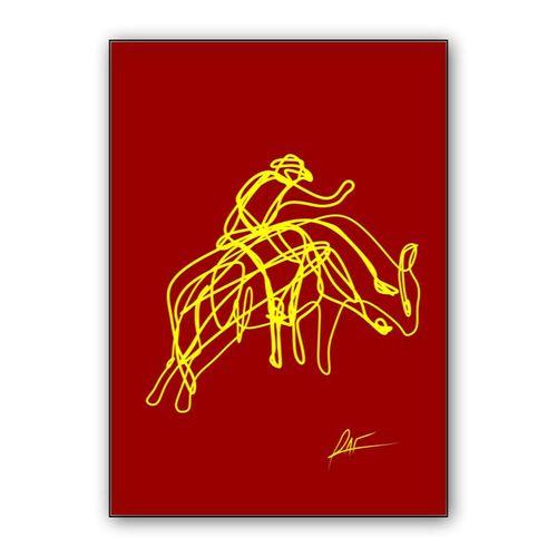 El vaquero y el toro de rodeo wall art poster