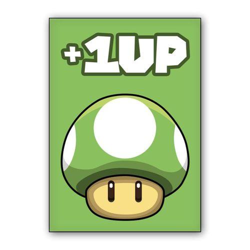 '+1UP Mario mushroom wall art poster