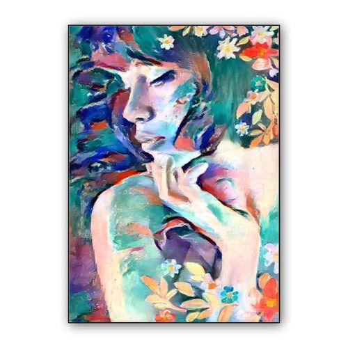 Beautiful Woman and Flowers wall art poster