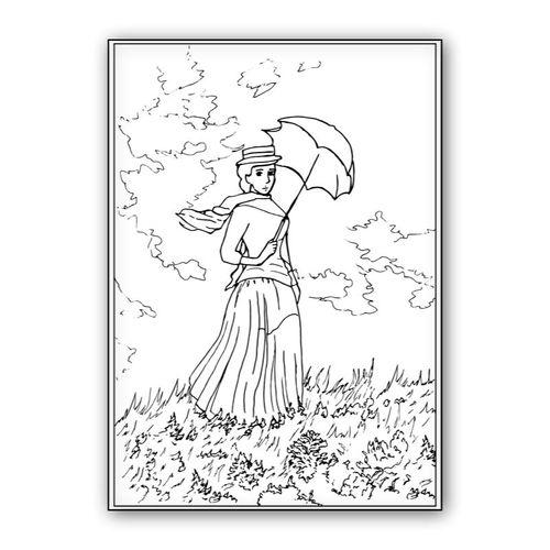 Woman with umbrella wall art poster