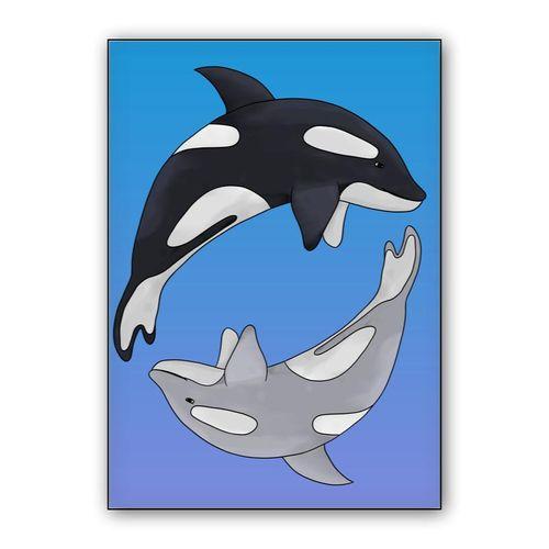 Orcas - yin yang wall art poster