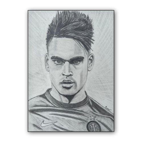 Lautaro Martinez portrait wall art poster