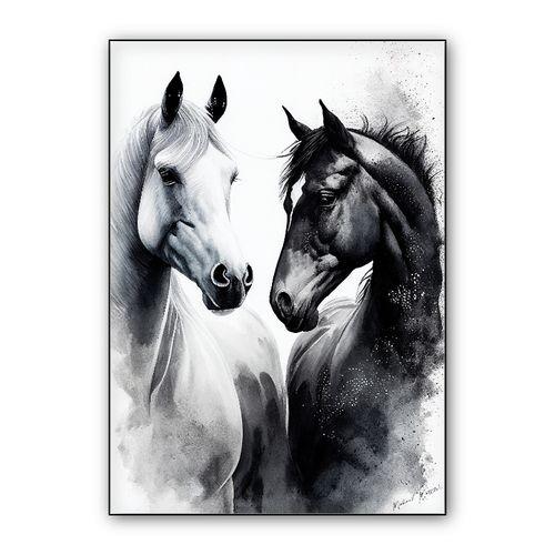 Black and White Horse  wall art poster