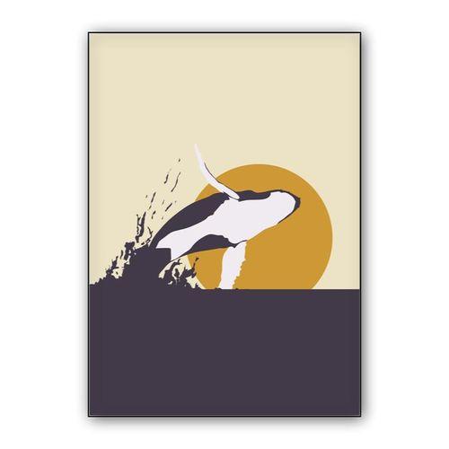 Humpback Whale and Sunset wall art poster