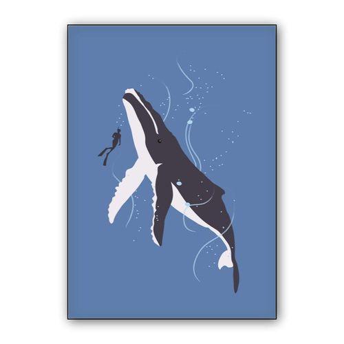 Humpback Whale and Human wall art poster