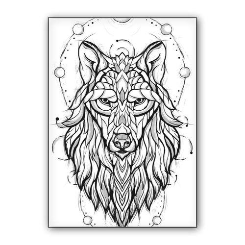 Abstract geometric wolf wall art poster